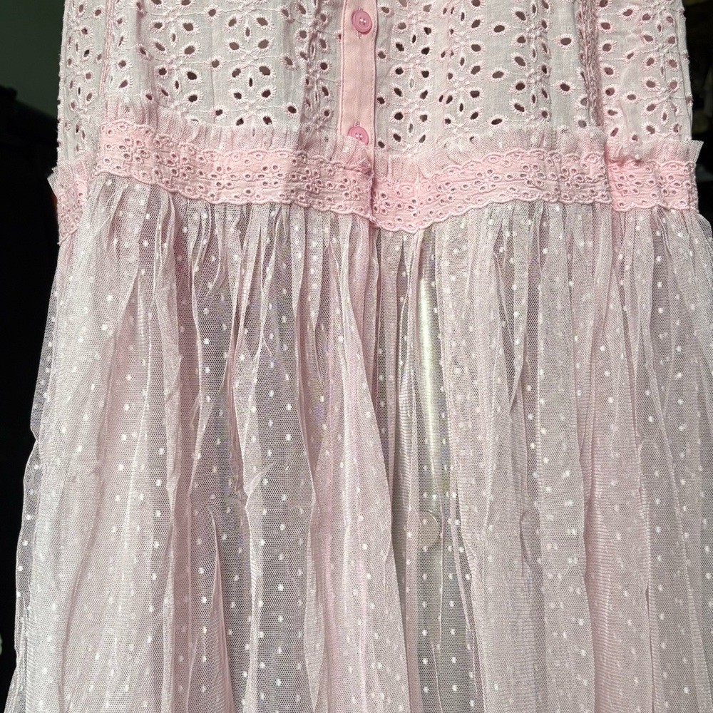 DollsKill | NWT’s Delia’s Y2K Bohemian Baby Pink Eyelet Tulle Western Maxi Dress - Picture 6 of 6